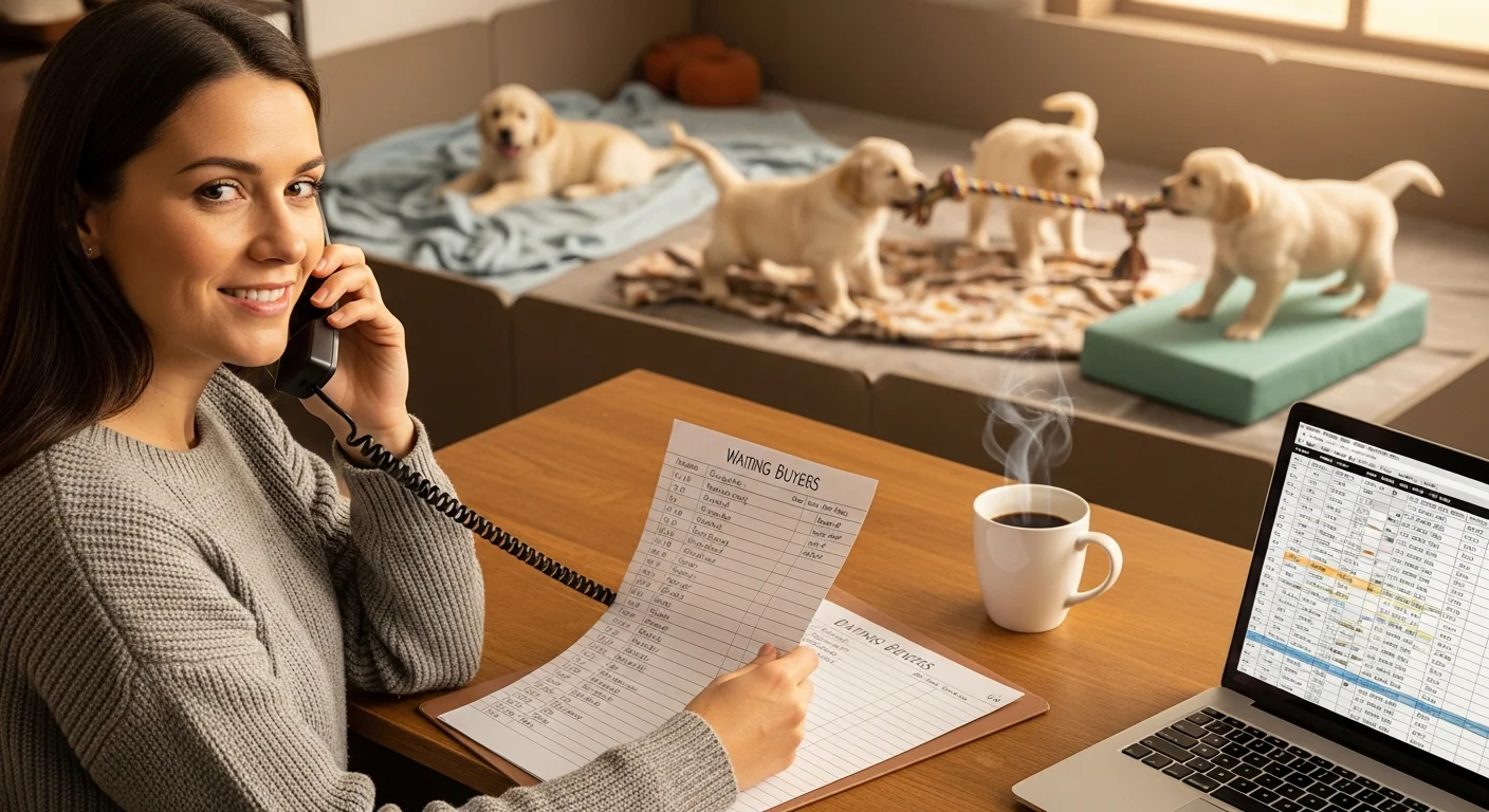 Breeder managing a puppy waiting list