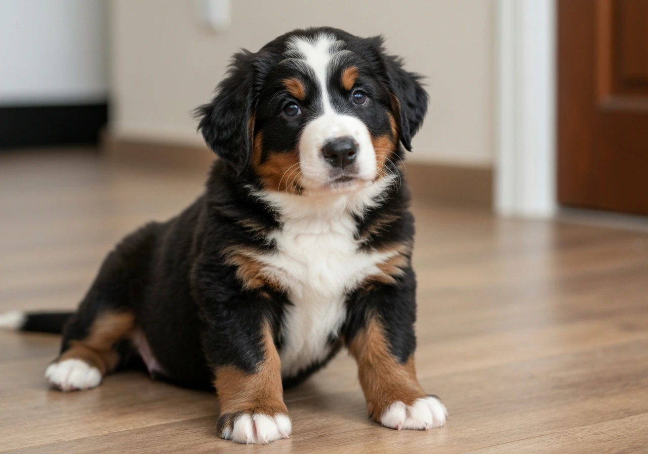 Bernese Mountain Dog relaxing